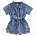 thumbnail image 1 of Gubotare Rompers for Girls Shorts Toddler Girl Rompers Adjustable Spaghetti Strap Jumpsuits Cute Summer Outfits 3T 4T (Blue,3-4 Years), 1 of 9