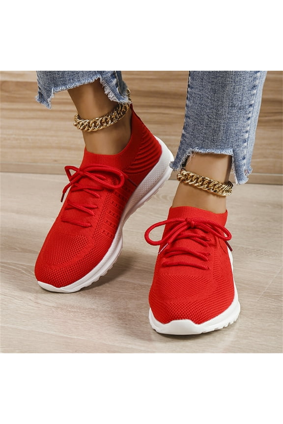 Running Shoes Womens Women Platform Sneakers Hidden Wedge Canvas Shoes Fashion Walking Slip On Sneaker Non Slip with Zipper,Red 7