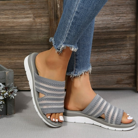 Gubotare Sandals For Women Women's Single Layer Leather Sandal Narrow Strap,Gray 8.5