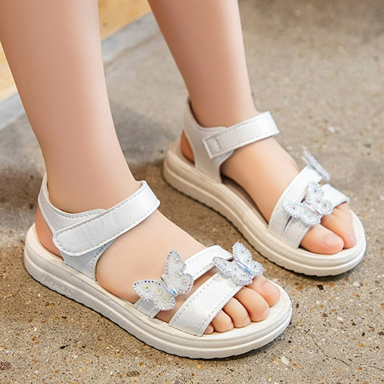 Gubotare Sandals Girl Comfortable Kid s Soft Top Rubber Strap and Backstrap Summer Casual White 3 Walmart