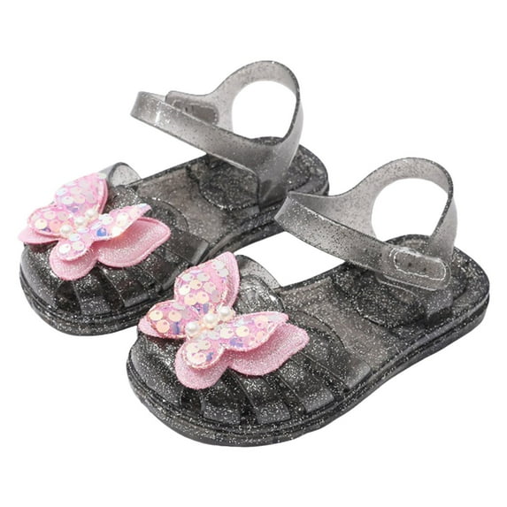 Gubotare Sandals Girls Girls Jelly Sandals Summer Princess Dress Waterproof Fisherman Gladiator Shoes for Girl Closed Toe Beach Flat-Sandals for Toddler Kids (Black,Size 10)