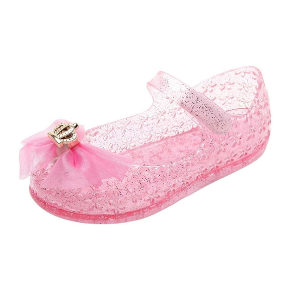 Gubotare Sandals Girls Princess Jelly Flats Shoes, Birthday Party Dress Up Sandals for Little Girls, Toddler or Kids Size 11.5 (Pink,Little Kids 11.5)