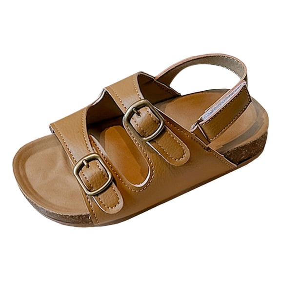 Gubotare Sandals Girls Toddler Boys Girls Water Shoes Breathable Sport Beach Sandals Lightweight Barefoot Flexible Size 2 (Brown,Big Kids 2)