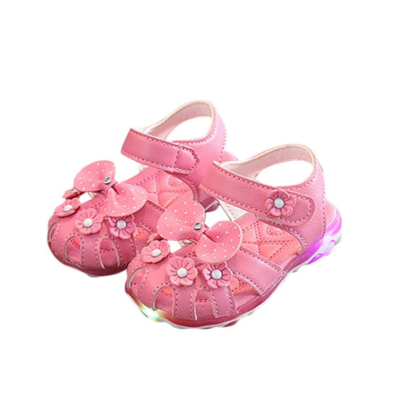 Gubotare Sandals Little Girl Girls Sandals Glitter Two Strapped Casual Open Toe Sandals (Hot Pink,7)