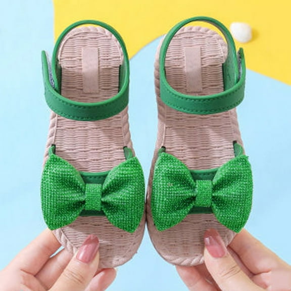 Gubotare Sandals for Girl Dressy Toddler Girls Sandals Little Girls Kids Summer Shoes Toddler Sandals (Green,11)