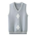 thumbnail image 1 of Gubotare School Sweaters for Girls Toddler Boys Girls School Uniform Sweater Vest Kids V-Neck Soft Cotton Pullover Warm Pattern Size 13-15 (Blue,13-15 Years), 1 of 4