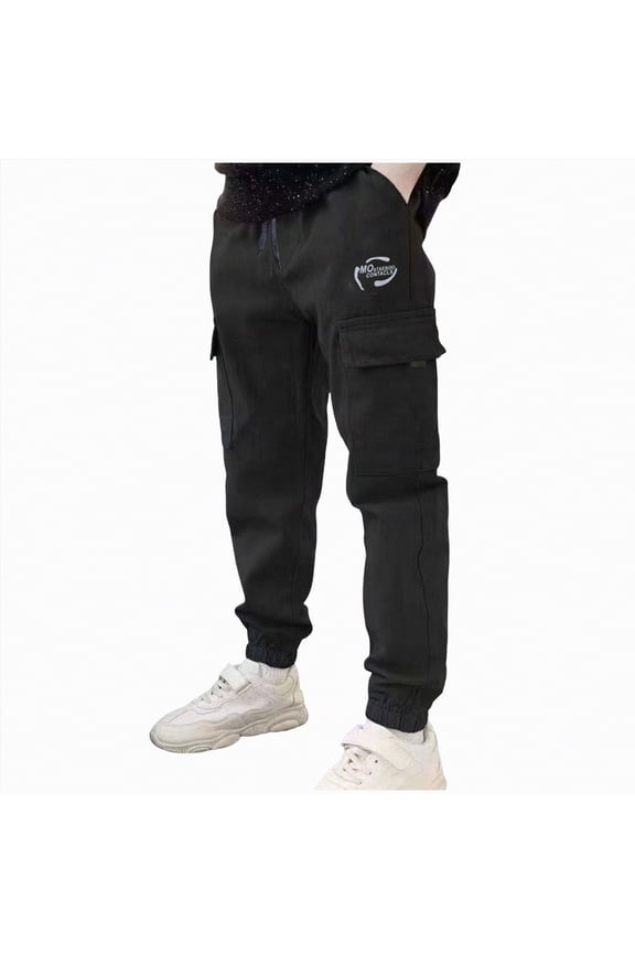 School Uniform Pants for Boys Boys' School Uniform Twill Pants, Flat Front & Comfortable Waistband Size 9-10 (Black,9-10 Years)