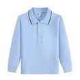thumbnail image 1 of Gubotare School Uniform for Boys Shirts Baby Boys and Toddler Boys Long Sleeve Pique Polo Size 2T 3T (Blue,2-3 Years), 1 of 3