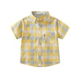 thumbnail image 1 of Gubotare Shirt Boys Boys'Button-Down Shirts Casual Fashion Button Plaid Short Sleeve Tops (Gold,Size 8-9 Years), 1 of 2