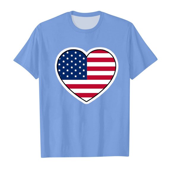 Gubotare Shirt for Girls 4th of July Baby Boy Girl Shirt American Flag Graphic T-Shirt USA Patriotic Tee Independence Day Casual Short Sleeve Top 10T 11T,Light Blue 10-11 Years