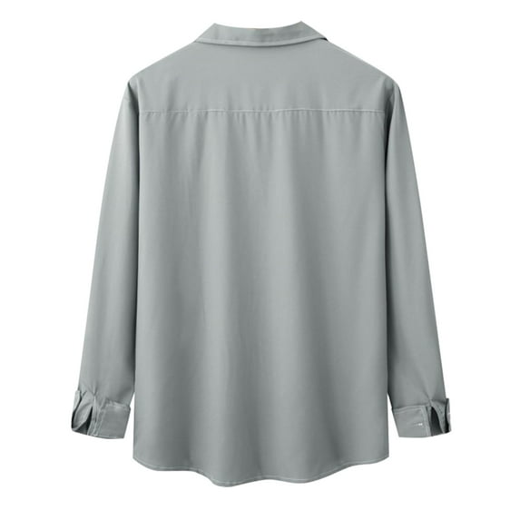 Gubotare Shirts For Men Casual Long Sleeve Men's Regular-Fit Long-Sleeve Linen Cotton Shirt,Gray XXL