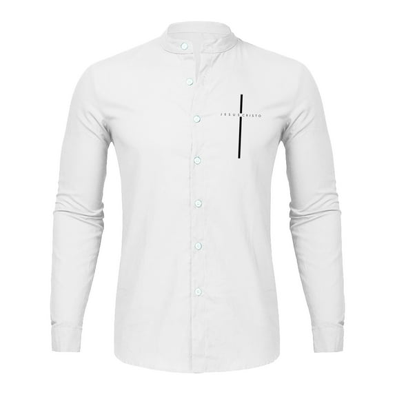 Gubotare Shirts For Men Fashion Men's Print Button Down Dress Shirt Fashion Long Sleeve Casual Shirts,White XL