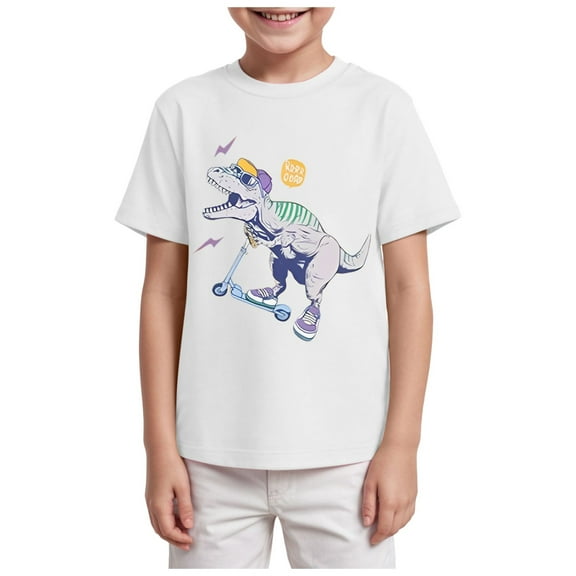 Gubotare Shirts for Boys Shirt Toddler Boys Girls Funny Letter Print T-Shirt Summer Short Sleeve Top T-Shirt Sizes 5-6T (White,5-6 Years)