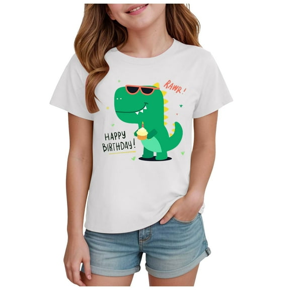 Gubotare Shirts for Girls Short Sleeve Girls' Short Sleeve Shirts Summer Cute Crewneck Blouse Tops (White,Size 11-12 Years)