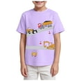 thumbnail image 1 of Gubotare Shirts for Kids Boys T-Shirts Summer Graphic Short Sleeve Tees Kids Casual Tops Car Sizes 5-6T (Light Purple,5-6 Years), 1 of 4