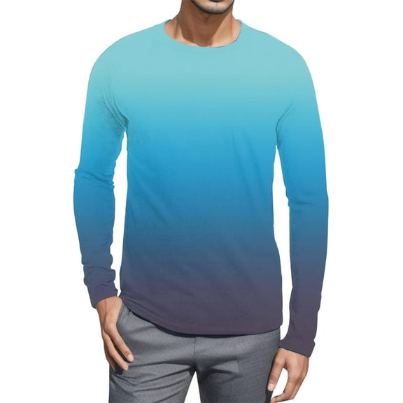 Gubotare Shirts for Men Working Men's Long Sleeve T-Shirt Classic Crewneck Tee (Sky Blue,M)