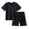thumbnail image 1 of Gubotare Short Sets for Boys Kids Toddler Baby Unisex Summer Short Sleeve Sports Tshirt Shorts Outfits Clothes Boys Set 1T 2T 3T 4T 5T 6T 7T 8-13 Years (Black,8-9 Years), 1 of 3