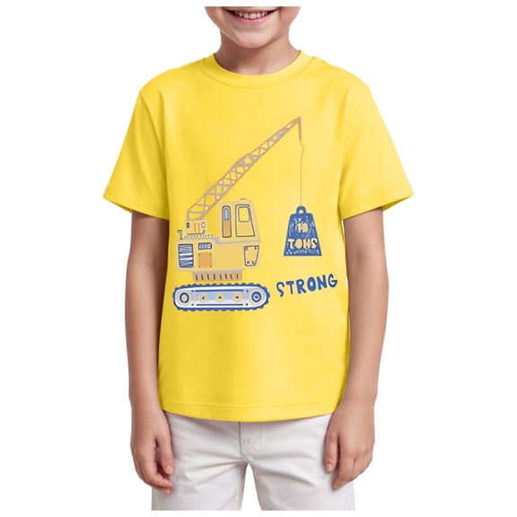 Gubotare Short Sleeve Shirts Boys Boys Cool Breathable Cartoon T-Shirt Summer Fun Colorful Graphic Soft Casual Tops Sizes 2-3T (Yellow,2-3 Years)