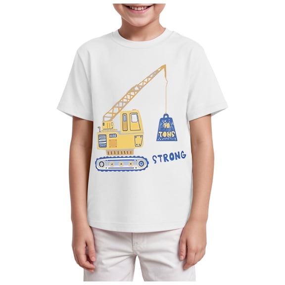Gubotare Short Sleeve Shirts Boys Toddler Boy Short Sleeve Tshirt Summer Cotton Casual Graphic Crewneck Tee Shirts Sizes 3-4T (White,3-4 Years)