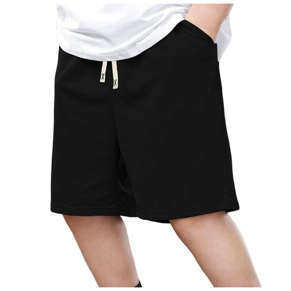 Gubotare Shorts Boy Big Boy's Shorts Summer Drawstring Elastic Waist Casual Shorts for Boys with Pockets (Black,Size 7-8 Years)