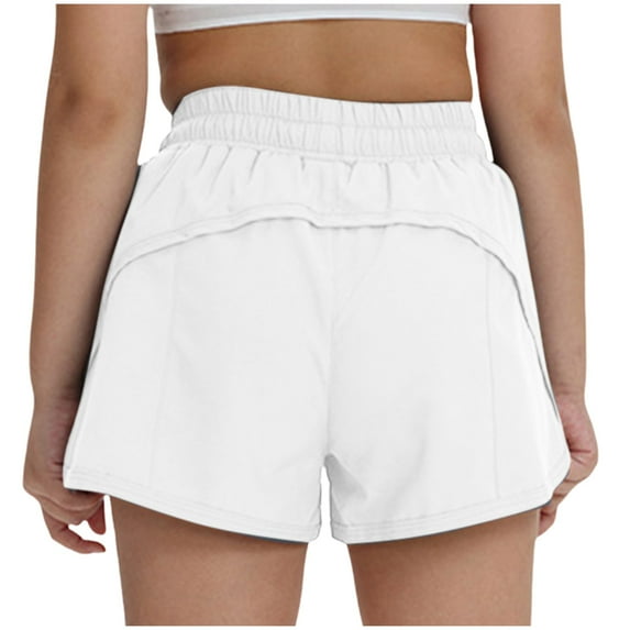 Gubotare Shorts for Toddler Girls Girls Elastic Waistband Athletic Shorts Gym Running Shorts Size 6-8 (White,6-8 Years)
