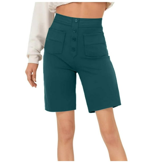 Gubotare Shorts for Women Summer Dressy Casual Elastic Waist Wide Leg Suit Tailored Shorts Comfy Elagant Work Trouser Shorts,Green S