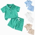 thumbnail image 1 of Gubotare Size 2-6 Years Toddler Boys Clothes 2 Piece Summer Outfit Short Sleeve Button Down Shirt Top and Shorts Set Khaki,Size 6-9 Months, 1 of 9