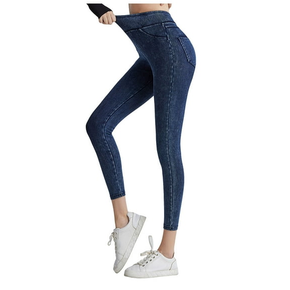 Gubotare Skinny Jeans Women Petite Women's Totally Shaping Pull-on Skinny Jeans (Dark Blue,Size XL)