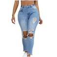 thumbnail image 1 of Gubotare Skinny Jeans for Women High Waist Women's Ripped Skinny Jeans Distressed Stretchy Denim Pants (Blue,Size L), 1 of 6
