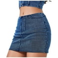 thumbnail image 1 of Gubotare Skirts for Women Denim Womens Mini Denim Skirt Mid Waist Mini Dress Jean Skirts (Blue,Size S), 1 of 9