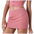 thumbnail image 1 of Gubotare Skirts for Women Denim Womens Mini Denim Skirt Mid Waist Mini Dress Jean Skirts (Pink,Size S), 1 of 7