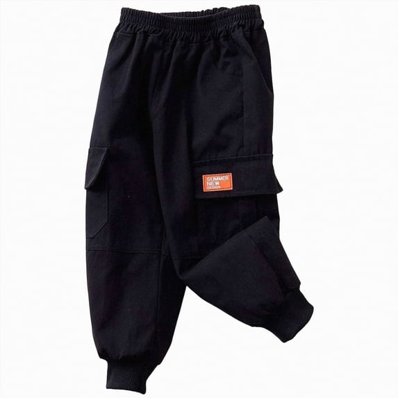 Gubotare Slacks for Boys Boys Dress Pants Slim Fit School Uniform Pants for Boys Adjustable Waist Trousers Size 7-8 (Black,7-8 Years)
