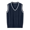 thumbnail image 1 of Gubotare Sleeveless Sweater Vest Girls Baby Sweater Vest -Toddler Boy Girl Sleeveless Round Neck Pullover - Baby Boys Girls Solid Knit Vest Fashion Clothes Size 5-7 (Navy,5-7 Years), 1 of 5
