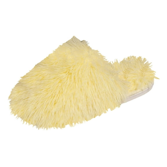Gubotare Slip On Slippers for Women Women's Fuzzy Slip-on Slippers Warm Cozy Soft Lightweight Memory Foam Indoor House Shoes Size 9.5 (Yellow,9.5)