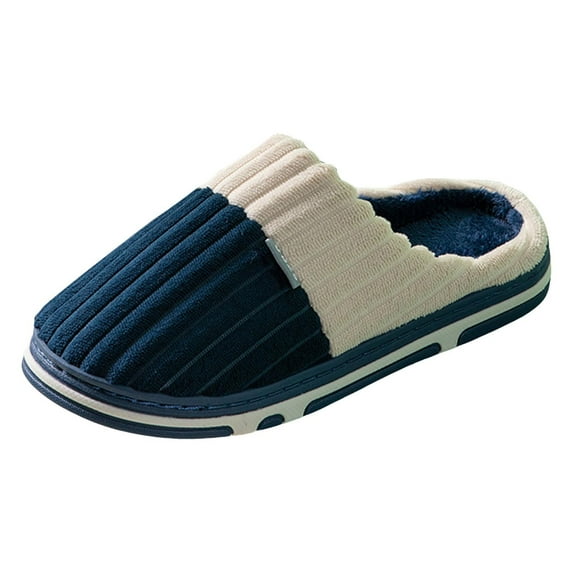 Gubotare Slippers for Men Mens Cozy Memory Foam Scuff Slippers Casual Slip On Warm House Shoes Indoor/Outdoor Sandal Slippers Size 9 (Navy,9)