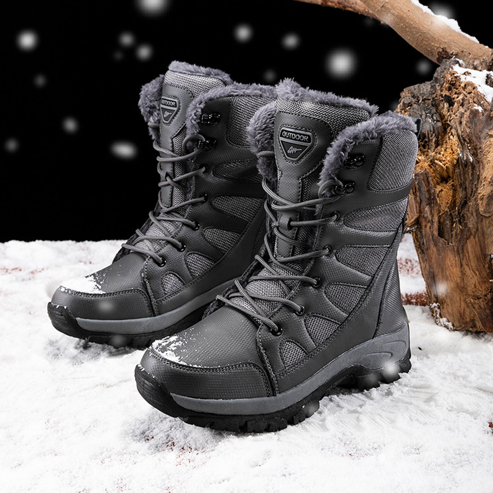 Gubotare Snow Boots for Men Wide Men's Winter Boots Snow Boots Walking Boots  Anti-slip Cold Weather Shoes (A,12) 
