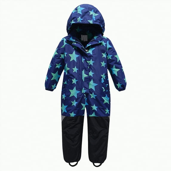 Gubotare Snow Suits Boys Baby Winter Snowsuit Toddler One Piece Insulated Hooded Jumpsuit Fleece Lined Zipper Overalls Snowboard Suits 1T 2T (Blue,1-2 Years)