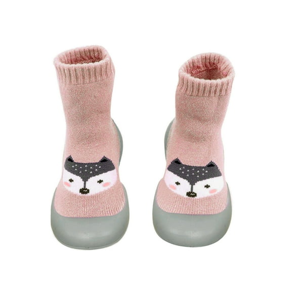 Gubotare Sock Shoes Baby Boy Baby Sock Shoes Floor Socks Anti-Slip Prewalker Baby Girls Boys Cartoon Socks Slippers,Pink 0-6 Months