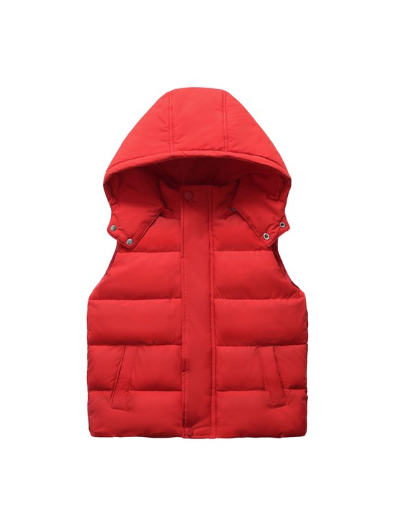 Softshell Vest Kids Girls Puffer Vest Cropped Puffy Water Resistant with Pockets Lightweight Outerwear Vests Warm Sleeveless Size 10-11 (Red,10-11 Years)