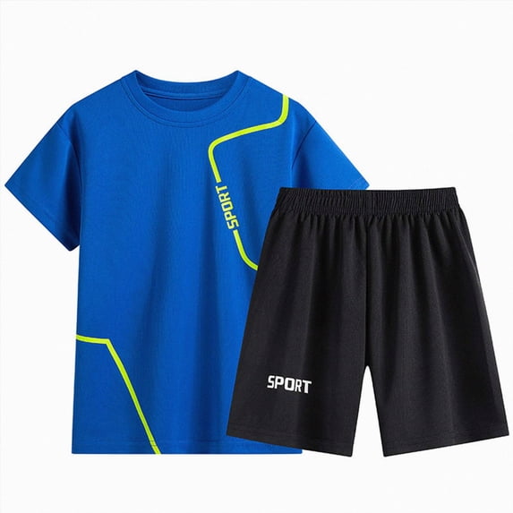 Gubotare Sport Clothes for Boys Set Girls Athletic Shorts Sleeveless Tank Tops for Kids Workout Size 7-8 (Blue,7-8 Years)