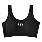 Gubotare Sports Bras for Teens Girls Padded Training Bra Seamless Bra Design with Removable Padding (Black,10-12 Years)