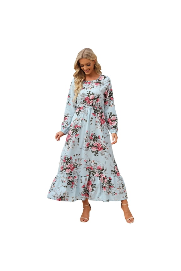 Spring Dresses For Women Women One Shoulder Sleeveless Casual Summer Dresses 2023 Smocked High Waist Floral Flowy Beach Boho Maxi Dress,Blue L