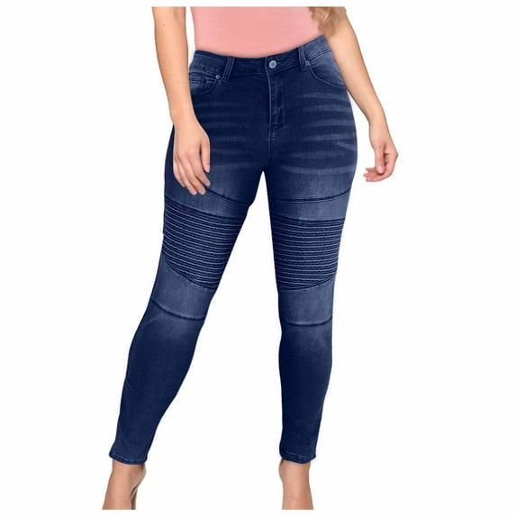 Gubotare Stretch Jeans Women's Ultra Fit Mid-Rise Soft Denim Juniors Jeans (Dark Blue,Size L)