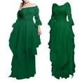 thumbnail image 1 of Gubotare Summer Dresses For Women 2022 Womens Satin V Neck Ruffle Short Sleeve Tie Front High Waist Midi A-Line Maxi Dresses,Green S, 1 of 5