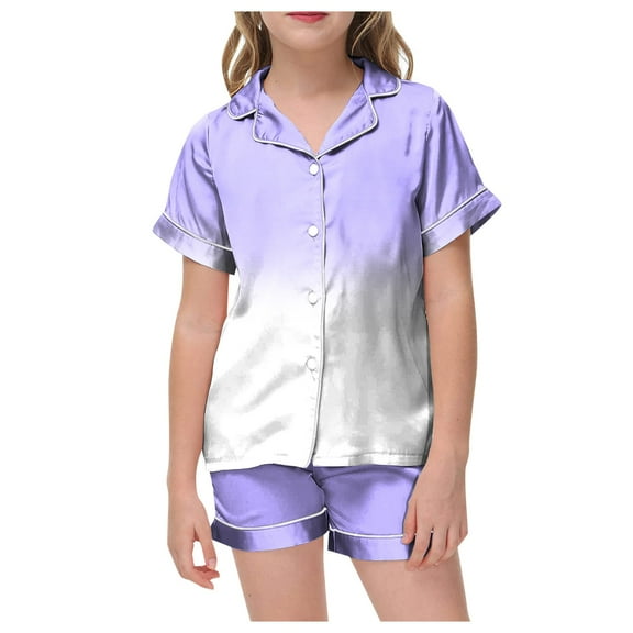 Gubotare Summer Girl Pajamas Pajama Sets for Girls Kids Pjs Summer Short Sleeve Sleepwear (C,Size 8-9 Years)