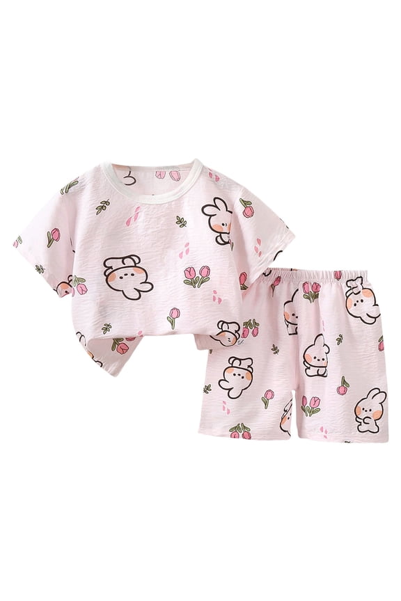 Summer Pajamas Girls Girls Clothes Trendy Tie Dye Pajamas 2-Piece Shirt & Shorts PJ Set (Pink,Size 6-7 Years)