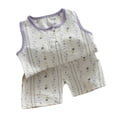 thumbnail image 1 of Gubotare Summer Pajamas for Kids Children Sleepwears Girls Spring Summer Cartoon Print Short Sleeve Sleepwear Outfits Pajamas Clothes (Light Purple,Size 6-7 Years(140)), 1 of 9