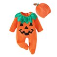 thumbnail image 1 of Gubotare Summer Rompers for Baby Girls Baby Boys Girls Halloween Clothes Long Sleeve Romper Toddler Pumpkin Print Jumpsuit Halloween Outfits 0 3 6 9 12 18 24 Months (Orange,12-18 Months), 1 of 8