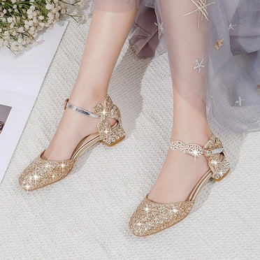 Gubotare Summer Sandals for Girl Comfortable Girls Sandals Closed-Toe Sandals with Interchangeable Dress Summer Shoes Toddler (Gold,13.5)