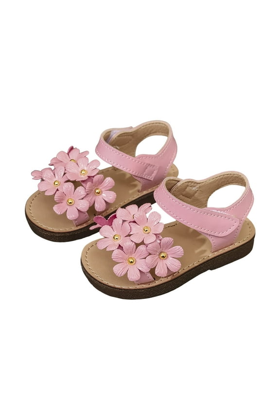 Summer Sandals for Girl Comfortable Girls Sandals Soft Anti Slip Rubber Sole Summer Outdoor Shoes Toddler First Walkers (Pink,11)
